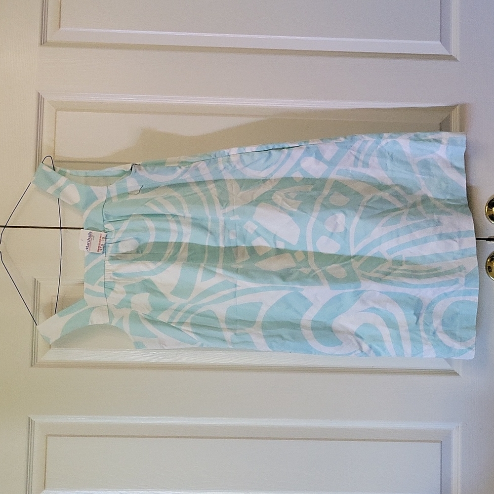 NWT Calvin Klein White and Mint Green Midi Sleeveless Squared neck Sundress